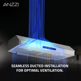 ANZZI 30-Inch 600 CFM 4-Speed Stainless Steel Under Cabinet Convertible Residential Range Hood with LED Lamp