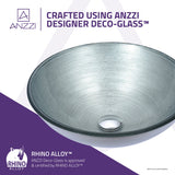 Posh Series 17 in. Round Bathroom Vessel Sink with Stain-Resistant Non-Porous Surface in Brushed Silver Finish Glass
