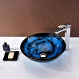 Soave Series 17 in. Bathroom Vessel Sink with Scratch-Tough and Stain-Resistant Surface in Sapphire Wisp Glass