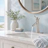 Saga Series Single Hole Single-Handle Low-Arc Bathroom Faucet in Brushed Nickel