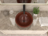 Anchor 16 in. Handmade Vessel Sink in Polished Antique Copper with Floral Design Exterior