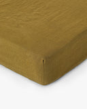 Olive green linen fitted sheet