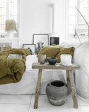 Olive green linen duvet cover
