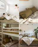 Olive green linen duvet cover