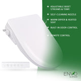 ANZZI Smart Bidet Seat for Elongated Toilets, Auto Open/Close Lid, Self-Cleaning Nozzle, Integrated Deodorizer, Warm Air Dryer, and Wireless Remote, White
