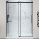 Stellar Series 76 in. x 45-48 in. Sliding Frameless Shower Door with Alcove Shower Base - Multiple Finishes