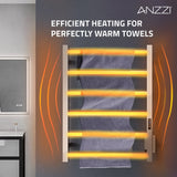 ANZZI Charles Series 6-Bar Wall Mounted Towel Warmer (20.47" W x 26.77" H), Dual Installation, Digital Control Panel, Rhino Alloy Certified Stainless Steel