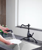 Highland Single-Handle Standard Kitchen Faucet with Side Sprayer in Oil Rubbed Bronze