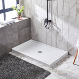Alexander 60 in. L x 32 in. W Alcove Shower Pan Base with Center Drain in Glossy White Marine Acrylic