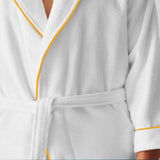 Shawl Collar Cotton Bath Robe with Border Embroidery