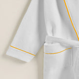 Shawl Collar Cotton Bath Robe with Border Embroidery