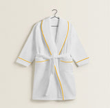 Shawl Collar Cotton Bath Robe with Border Embroidery