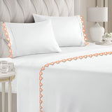 Ashley 400TC Cotton Traingle Embroidery Sateen Solid Sheet Set