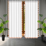 Ashley 400TC Sateen Cotton Traingle Embroidery Curtain (Set Of 2)