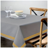 Double Embroidery Border Sateen Cotton Solid Table Cloth - Light Grey
