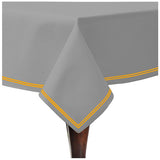 Double Embroidery Border Sateen Cotton Solid Table Cloth - Light Grey