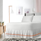 400TC Sateen Solid Cotton Double Embroidered Gathered Bed Skirt