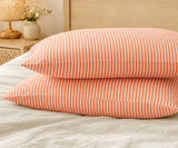 Linen Pillowcase in Orange Stripe