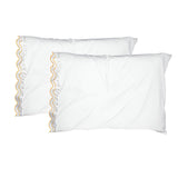 400TC Reverse U Shape Embroidery Cotton Solid Pillowcases (Set Of 2)