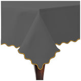 Scallop Embroidery Sateen Cotton Solid Table Cloth - Dark Grey