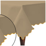 Scallop Embroidery Sateen Cotton Solid Table Cloth - Taupe