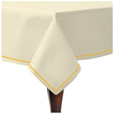 Single Embroidery Border Sateen Cotton Solid Table Cloth - Ivory