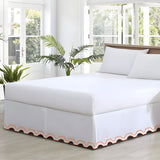400TC Zig & Zag U Shape Solid Cotton Scallop Embroidery Tailored Bed Skirt