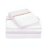 400TC Single Embroidery Sateen Solid Cotton Sheet Set