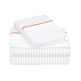 400TC Single Embroidery Sateen Stripe Cotton Sheet Set