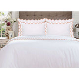 400TC Cotton Scallop Embroidery Sateen Microcheck Duvet Cover Set