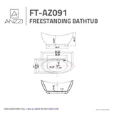 Reginald Series 68 in. x 31 in. Flat Bottom Acrylic Freestanding Soaking Bathtub with Center Drain in Glossy White
