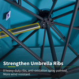 PURPLE LEAF Patio Umbrella with Base, Cantilever Umbrellas for Pool, Turquoise Blue
