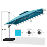 PURPLE LEAF Patio Umbrella with Base, Cantilever Umbrellas for Pool, Turquoise Blue