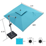 PURPLE LEAF Patio Umbrella with Base, Cantilever Umbrellas for Pool, Turquoise Blue