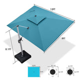 PURPLE LEAF Patio Umbrella with Base, Cantilever Umbrellas for Pool, Turquoise Blue