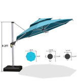 PURPLE LEAF Patio Umbrella with Base, Cantilever Umbrellas for Pool, Turquoise Blue