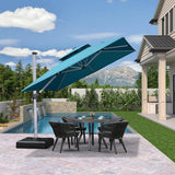 PURPLE LEAF Patio Umbrella with Base, Cantilever Umbrellas for Pool, Turquoise Blue