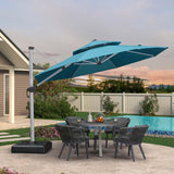 PURPLE LEAF Patio Umbrella with Base, Cantilever Umbrellas for Pool, Turquoise Blue