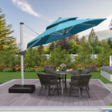 PURPLE LEAF Patio Umbrella with Base, Cantilever Umbrellas for Pool, Turquoise Blue