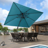PURPLE LEAF Patio Umbrella with Base, Cantilever Umbrellas for Pool, Turquoise Blue