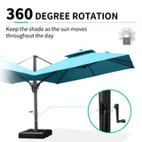 PURPLE LEAF Patio Umbrella with Base, Cantilever Umbrellas for Pool, Turquoise Blue