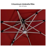 PURPLE LEAF Red Patio Umbrella with Base, Outdoor Cantilever Umbrellas