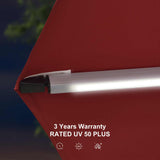 PURPLE LEAF Red Patio Umbrella with Base, Outdoor Cantilever Umbrellas
