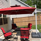 PURPLE LEAF Red Patio Umbrella with Base, Outdoor Cantilever Umbrellas