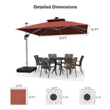 PURPLE LEAF Red Patio Umbrella with Base, Outdoor Cantilever Umbrellas