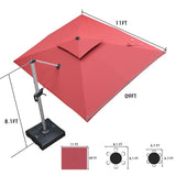 PURPLE LEAF Red Patio Umbrella with Base, Outdoor Cantilever Umbrellas