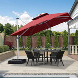 PURPLE LEAF Red Patio Umbrella with Base, Outdoor Cantilever Umbrellas