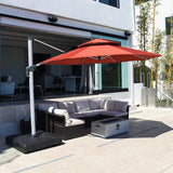 PURPLE LEAF Red Patio Umbrella with Base, Outdoor Cantilever Umbrellas