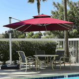 PURPLE LEAF Red Patio Umbrella with Base, Outdoor Cantilever Umbrellas