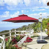 PURPLE LEAF Red Patio Umbrella with Base, Outdoor Cantilever Umbrellas